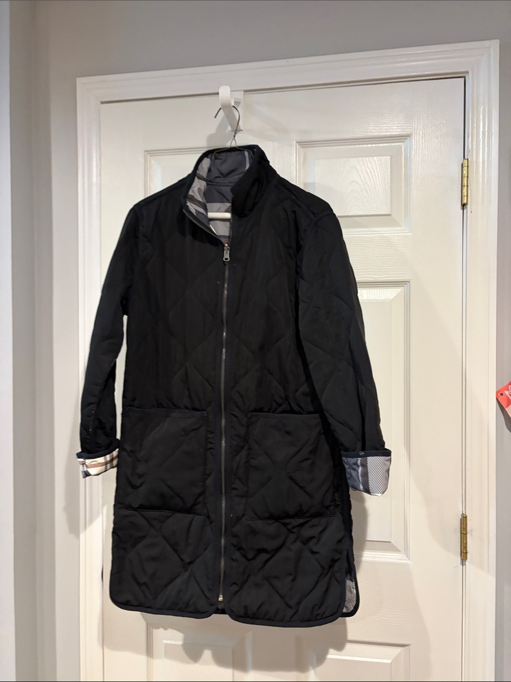 Black Quilted Women's Long Jacket
